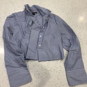 Striped Blue and White Cropped Shirt